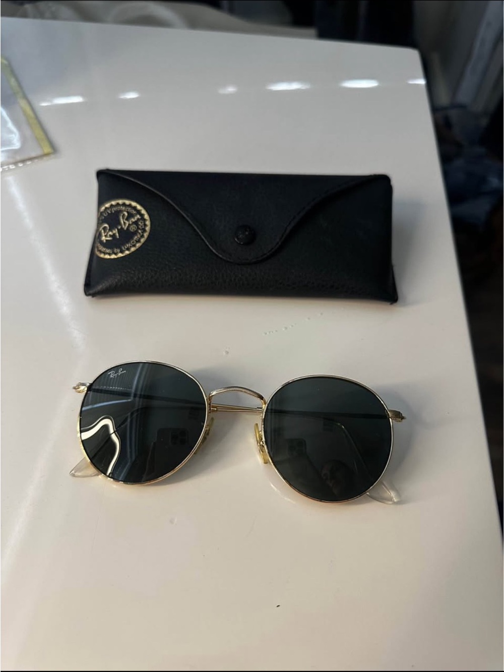 Ray-Ban Gold Frame Sunglasses with Dark Lenses